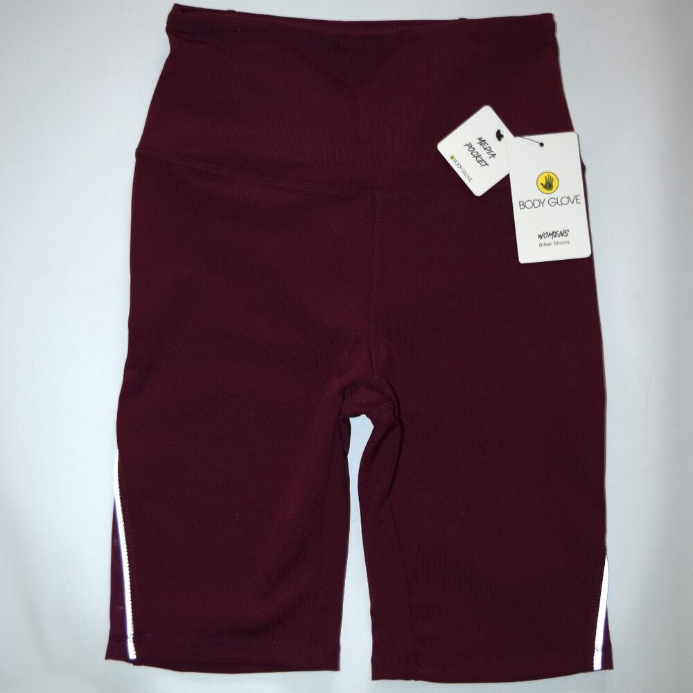 BODY GLOVE Burgundy Maroon Activewear Biking Shorts Womens S   *NEW*